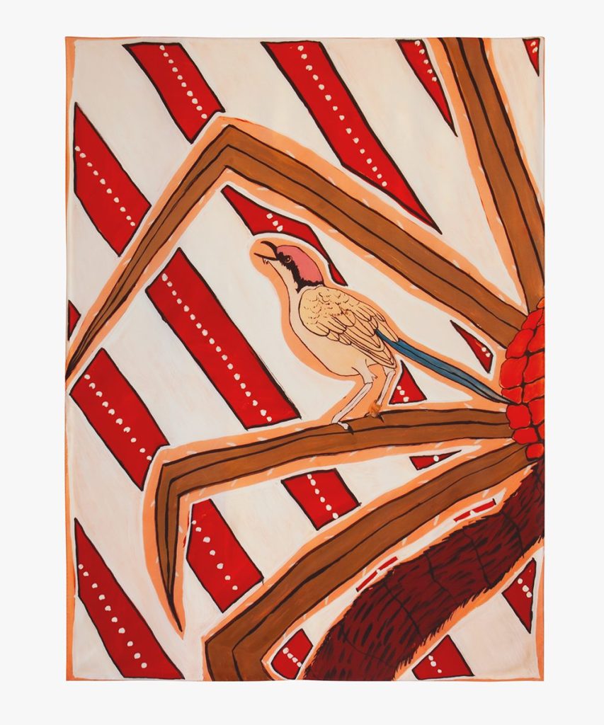 Purple Kimberley Wren silk scarf Roger Boona Aboriginal art North Kimberley