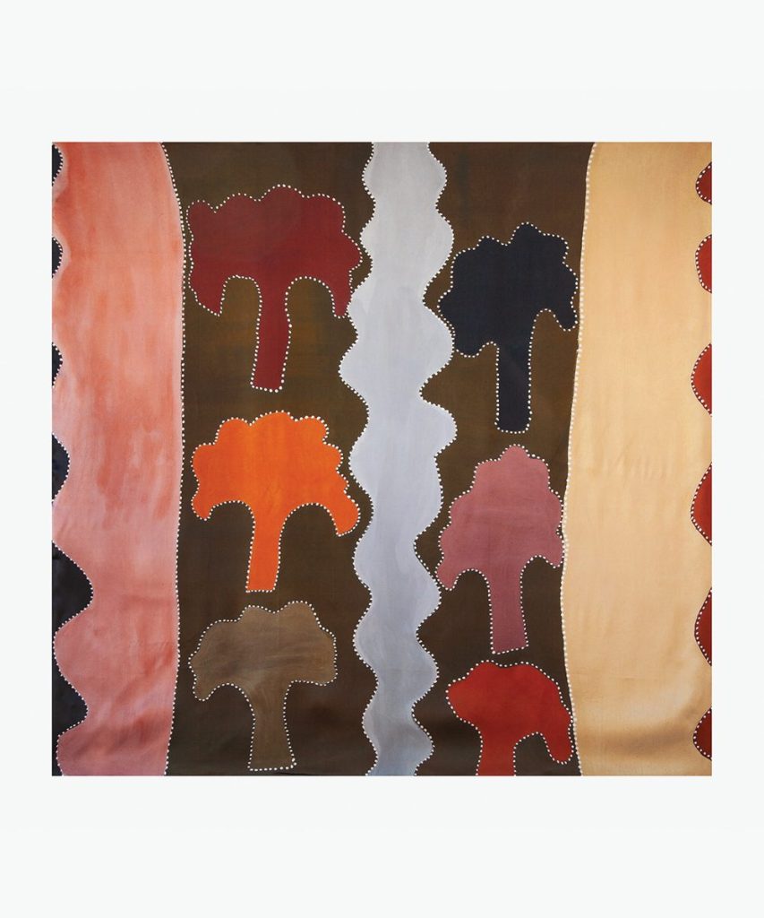 Binjin Trees silk scarf Minnie Lumai Aboriginal art East Kimberley